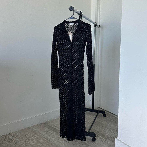 Meshki Black Sheer Midi Dress - Picture 7 of 9